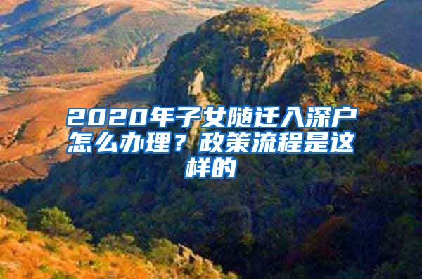 2020年子女随迁入深户怎么办理？政策流程是这样的