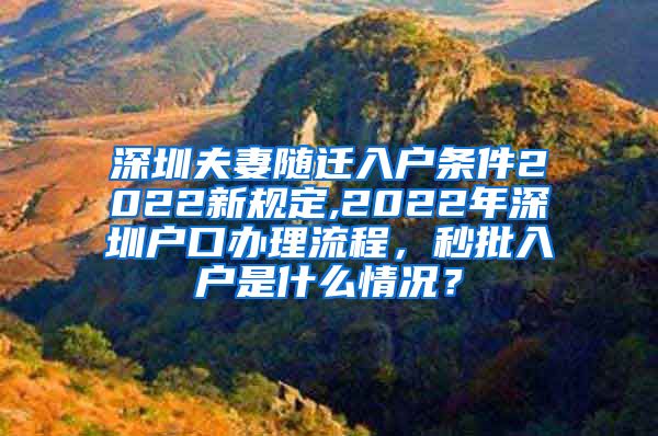 深圳夫妻随迁入户条件2022新规定,2022年深圳户口办理流程，秒批入户是什么情况？
