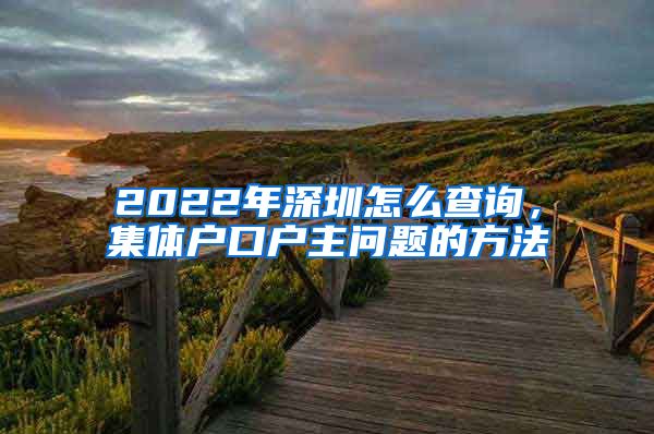 2022年深圳怎么查询，集体户口户主问题的方法