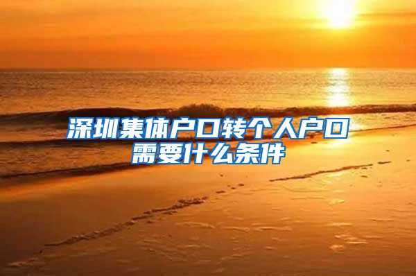深圳集体户口转个人户口需要什么条件