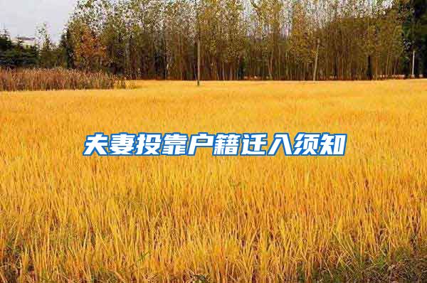 夫妻投靠户籍迁入须知