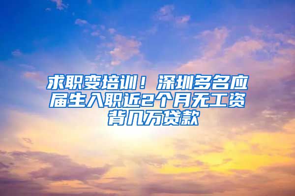 求职变培训！深圳多名应届生入职近2个月无工资 背几万贷款