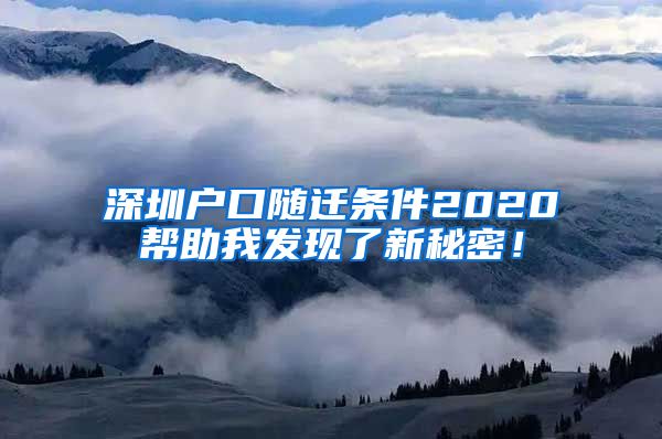深圳户口随迁条件2020帮助我发现了新秘密！