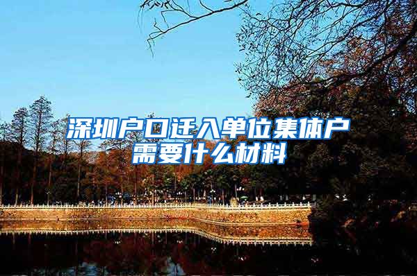 深圳户口迁入单位集体户需要什么材料