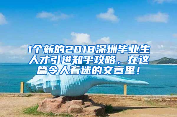 1个新的2018深圳毕业生人才引进知乎攻略，在这篇令人着迷的文章里！