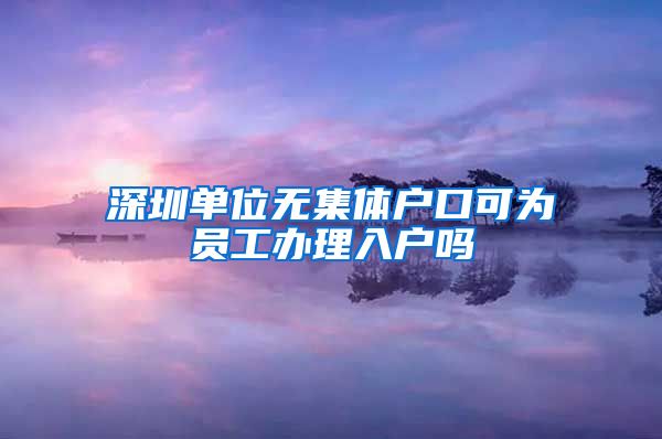 深圳单位无集体户口可为员工办理入户吗