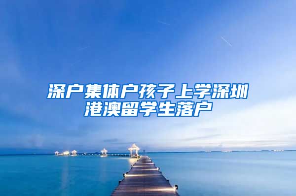 深户集体户孩子上学深圳港澳留学生落户