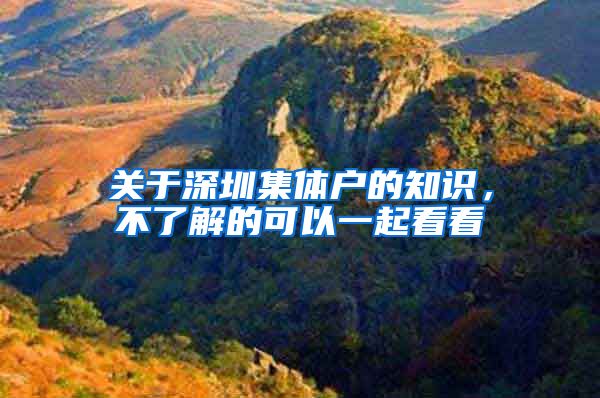 关于深圳集体户的知识，不了解的可以一起看看