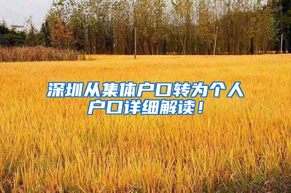 深圳从集体户口转为个人户口详细解读！