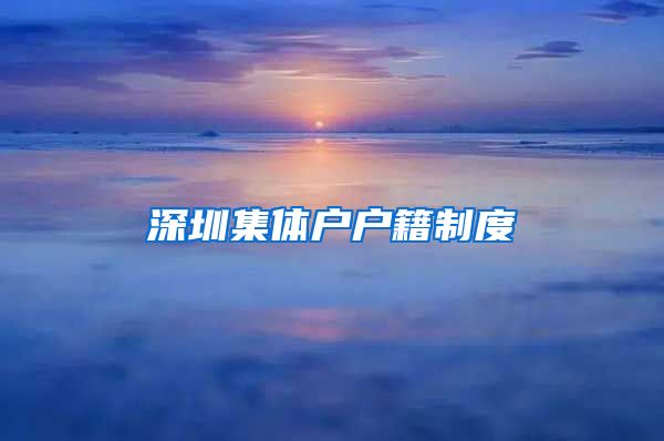 深圳集体户户籍制度