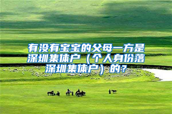 有没有宝宝的父母一方是深圳集体户（个人身份落深圳集体户）的？