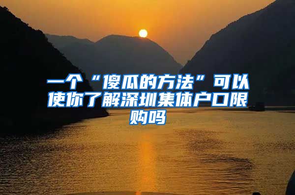 一个“傻瓜的方法”可以使你了解深圳集体户口限购吗