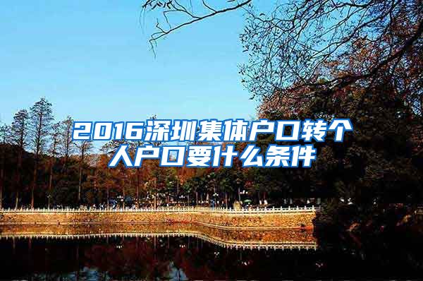2016深圳集体户口转个人户口要什么条件