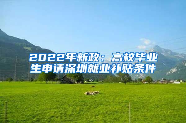 2022年新政：高校毕业生申请深圳就业补贴条件
