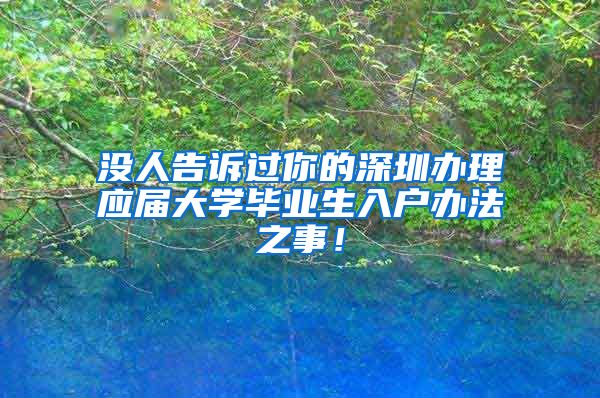 没人告诉过你的深圳办理应届大学毕业生入户办法之事！