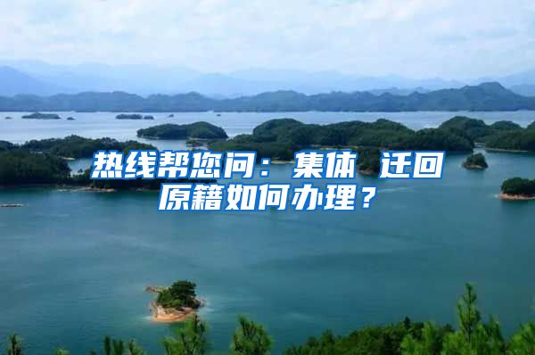 热线帮您问：集体 迁回原籍如何办理？