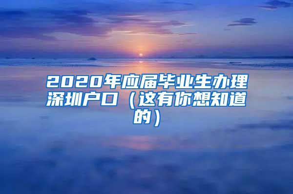 2020年应届毕业生办理深圳户口（这有你想知道的）