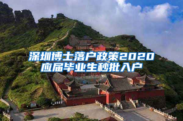 深圳博士落户政策2020应届毕业生秒批入户