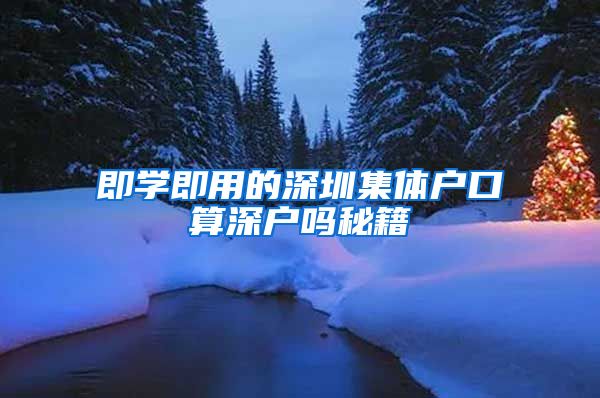 即学即用的深圳集体户口算深户吗秘籍