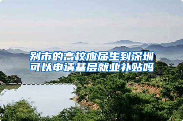 别市的高校应届生到深圳可以申请基层就业补贴吗