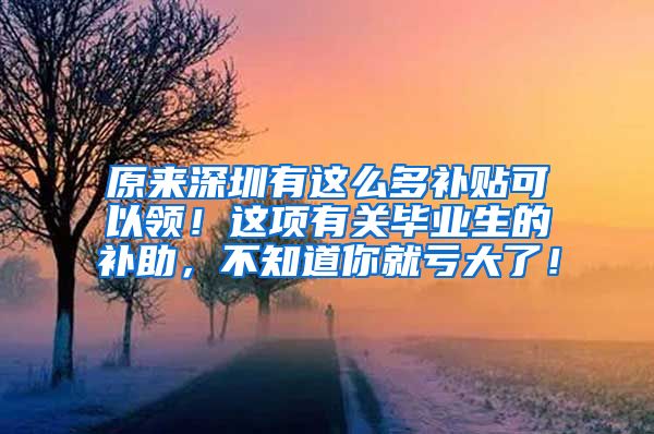 原来深圳有这么多补贴可以领！这项有关毕业生的补助，不知道你就亏大了！