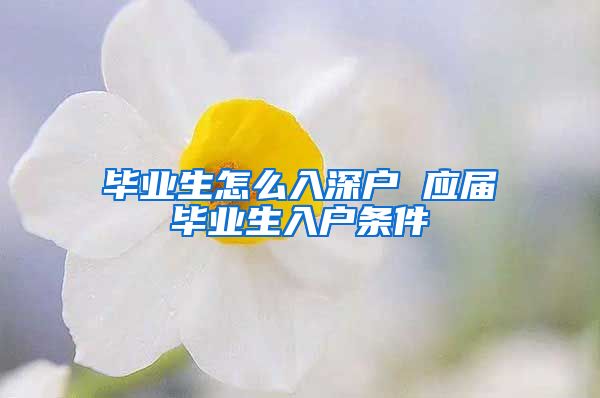 毕业生怎么入深户 应届毕业生入户条件