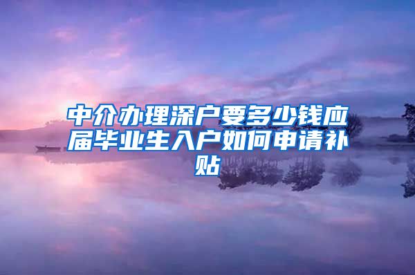 中介办理深户要多少钱应届毕业生入户如何申请补贴