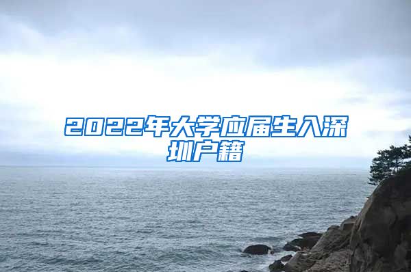 2022年大学应届生入深圳户籍