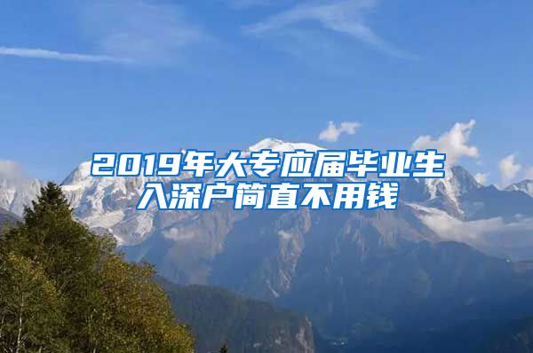 2019年大专应届毕业生入深户简直不用钱