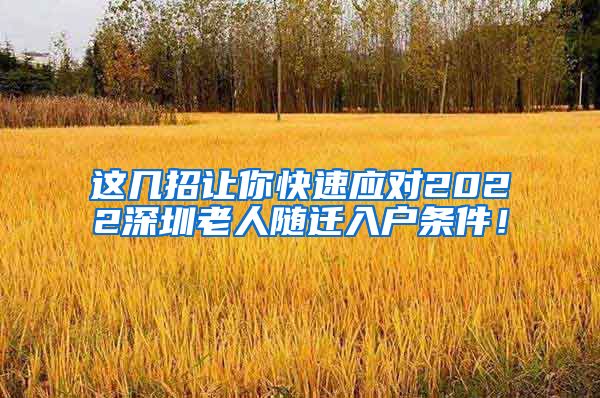 这几招让你快速应对2022深圳老人随迁入户条件！