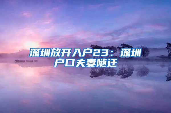 深圳放开入户23：深圳户口夫妻随迁