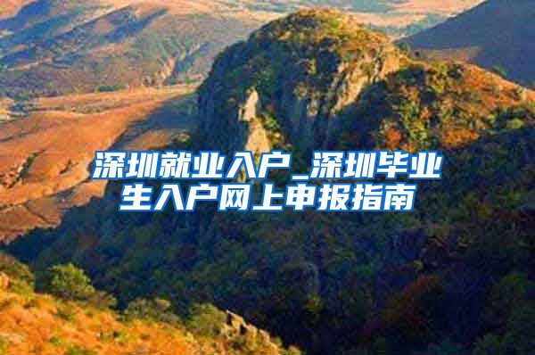 深圳就业入户_深圳毕业生入户网上申报指南