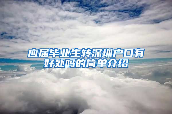 应届毕业生转深圳户口有好处吗的简单介绍