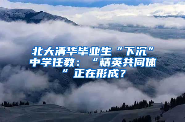 北大清华毕业生“下沉”中学任教：“精英共同体”正在形成？