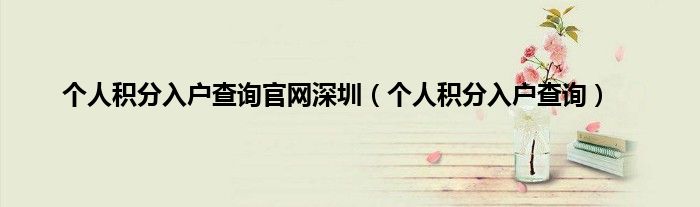 个人积分入户查询官网深圳（个人积分入户查询）