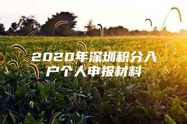 2020年深圳积分入户个人申报材料
