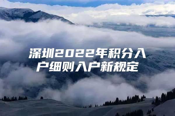 深圳2022年积分入户细则入户新规定