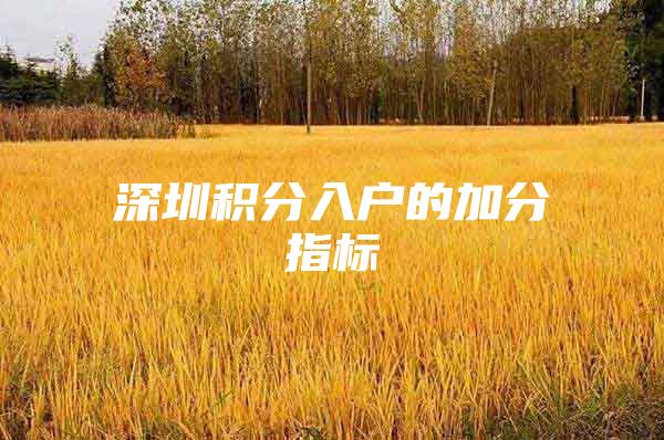 深圳积分入户的加分指标
