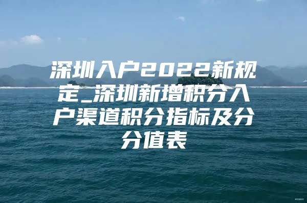 深圳入户2022新规定_深圳新增积分入户渠道积分指标及分分值表