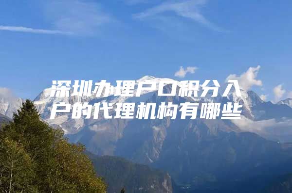 深圳办理户口积分入户的代理机构有哪些