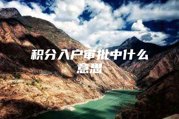 积分入户审批中什么意思