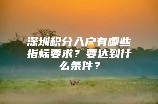 深圳积分入户有哪些指标要求？要达到什么条件？