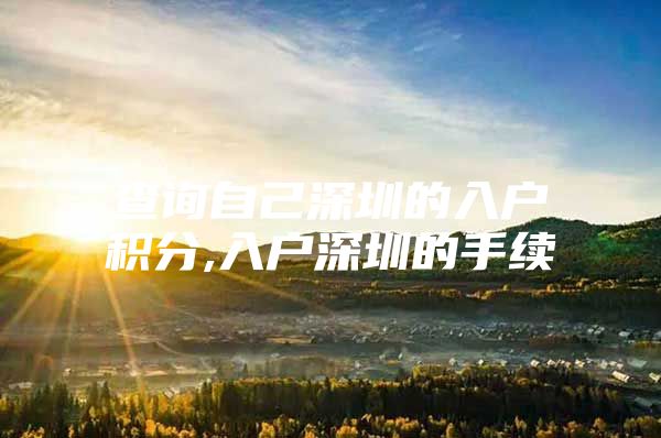 查询自己深圳的入户积分,入户深圳的手续