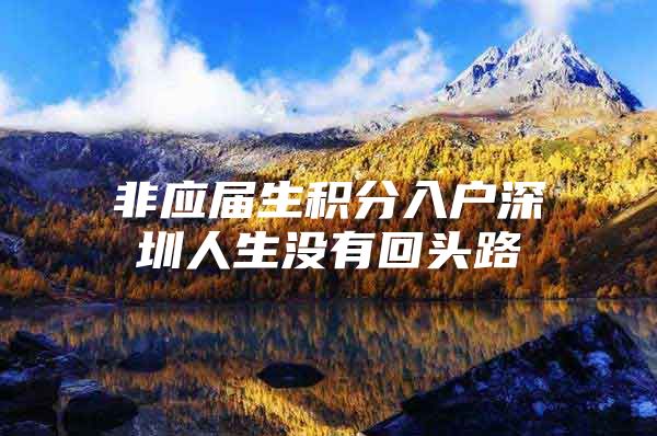 非应届生积分入户深圳人生没有回头路