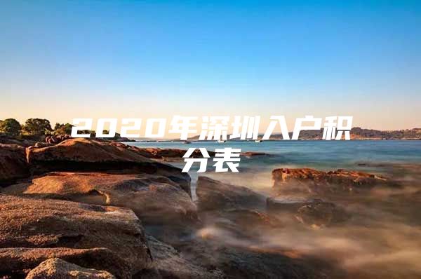 2020年深圳入户积分表