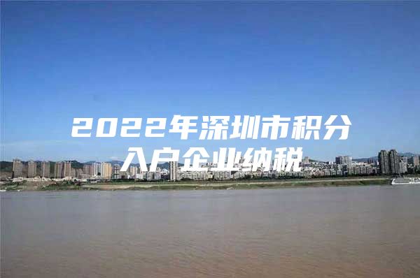 2022年深圳市积分入户企业纳税
