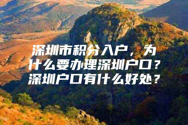 深圳市积分入户，为什么要办理深圳户口？深圳户口有什么好处？