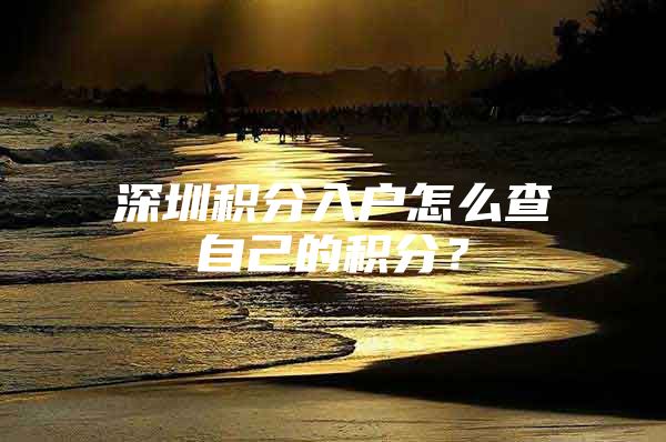 深圳积分入户怎么查自己的积分？