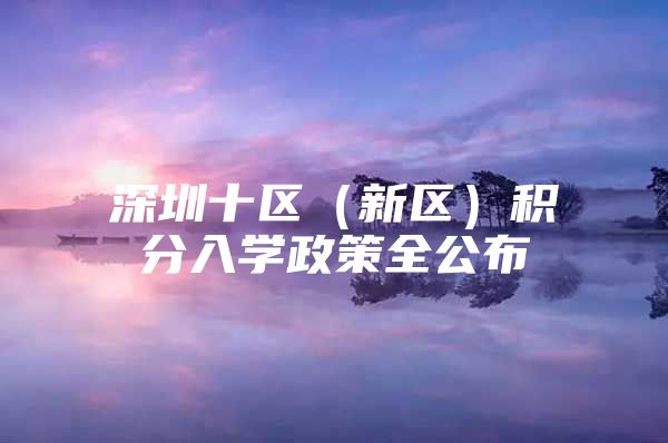 深圳十区（新区）积分入学政策全公布